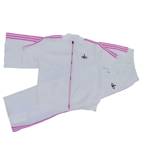 Alo Tracksuit White Pink Stripes