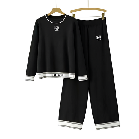 Loewe Two-Piece Knitted Set Black Top and Bottom