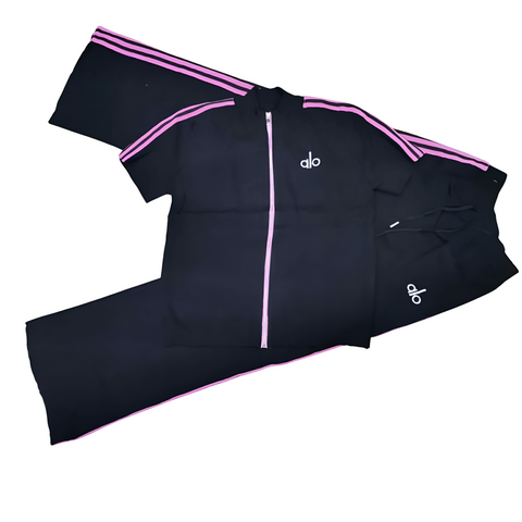 Alo Tracksuit Black Pink Stripes