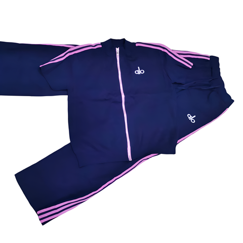 Alo Tracksuit Dark Blue Pink Stripes