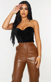 PETITE BLACK VELVET BONDED CORSET