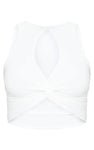 WHITE SLINKY CROSS FRONT KEY HOLE CROP TOP