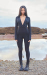 RENEW BLACK RIB SEAM DETAIL SHIRT JUMPSUIT