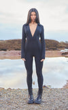 RENEW BLACK RIB SEAM DETAIL SHIRT JUMPSUIT