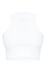 WHITE STRETCH SLINKY RACER CROP TOP