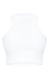 WHITE STRETCH SLINKY RACER CROP TOP