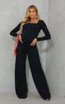 MATERNITY BLACK CONTOUR JERSEY SQUARE NECK JUMPSUIT