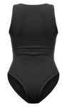 BLACK RIB CUT OUT BODYSUIT