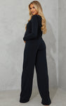 MATERNITY BLACK CONTOUR JERSEY SQUARE NECK JUMPSUIT