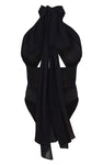 BLACK CHIFFON HALTERNECK UNDERBUST CORSET DETAIL BODYSUIT